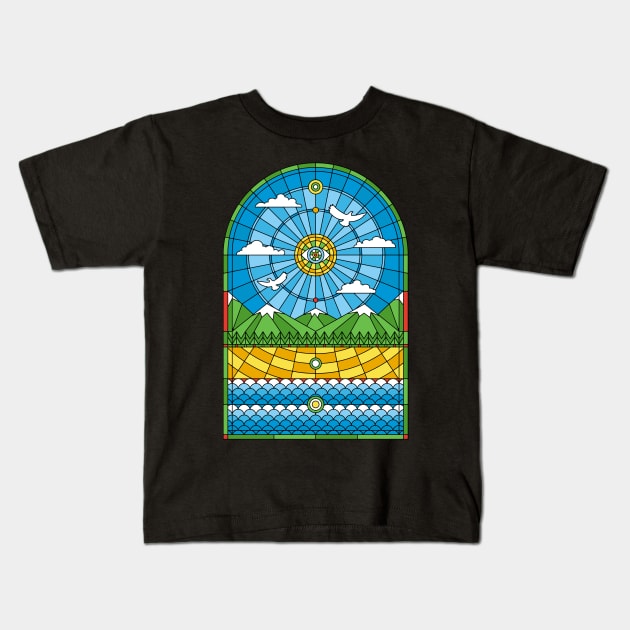 Church of Mother Nature Kids T-Shirt by heavyhand